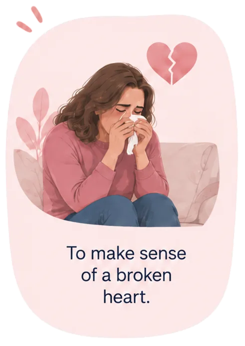 To make sense of a broken heart.